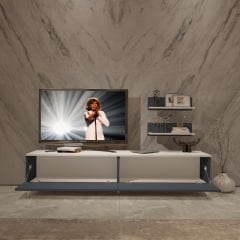 Decoraktiv Eko 4 Mdf Std Silver Tv Ünitesi Tv Sehpası Beyaz - Antrasit