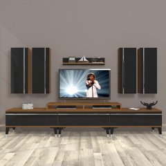 Decoraktiv Ekoflex 8D Mdf Silver Tv Ünitesi Tv Sehpası Ceviz - Siyah