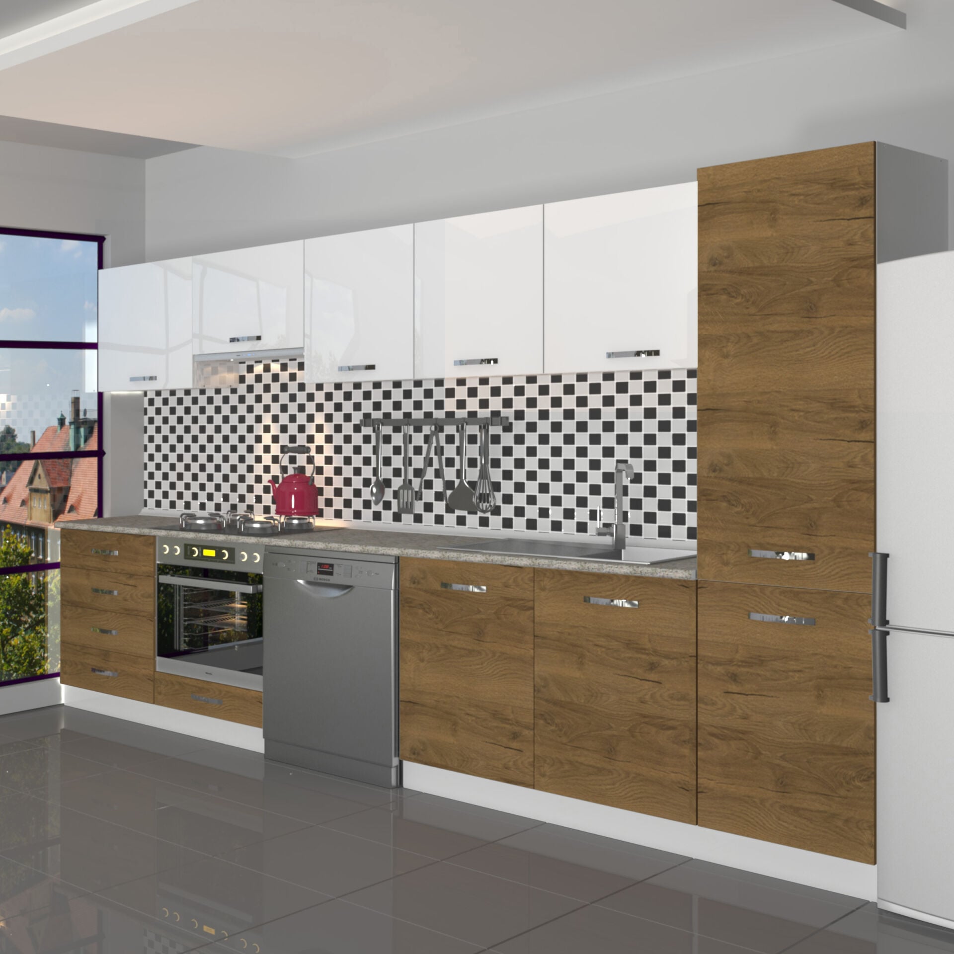 Decoraktiv Elite 325Q Ankastre Fırın Modüllü MDF Hazır Mutfak Dolabı Pera - Beyaz
