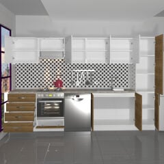 Decoraktiv Elite 325Q Ankastre Fırın Modüllü MDF Hazır Mutfak Dolabı Pera - Beyaz