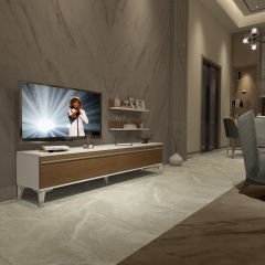 Decoraktiv Eko 4 Mdf Std Silver Tv Ünitesi Tv Sehpası Beyaz - Ceviz