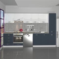 Decoraktiv Elite 325Q Ankastre Fırın Modüllü MDF Hazır Mutfak Dolabı Antrasit - Beyaz