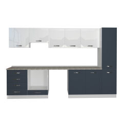 Decoraktiv Elite 325Q Ankastre Fırın Modüllü MDF Hazır Mutfak Dolabı Antrasit - Beyaz