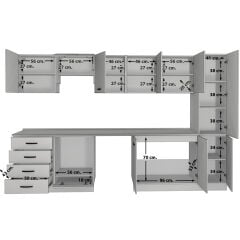 Decoraktiv Elite 325Q Ankastre Fırın Modüllü MDF Hazır Mutfak Dolabı Antrasit - Beyaz