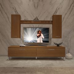 Decoraktiv Eko 7 Slm Std Krom Ayaklı Tv Ünitesi Tv Sehpası Ceviz