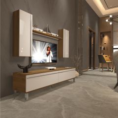 Decoraktiv Eko 7 Mdf Std Krom Ayaklı Tv Ünitesi Tv Sehpası Pera - Beyaz