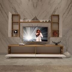 Decoraktiv Eko 7 Mdf Std Krom Ayaklı Tv Ünitesi Tv Sehpası Pera - Beyaz