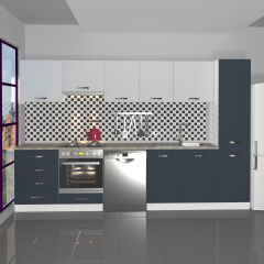 Decoraktiv Elite 325Q Ankastre Fırın Modüllü MDF Hazır Mutfak Dolabı Antrasit - Buz Gri