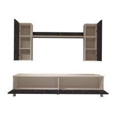 Decoraktiv Eko 7 Mdf Std Krom Ayaklı Tv Ünitesi Tv Sehpası Beyaz - Siyah Mermer