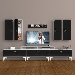 Decoraktiv Ekoflex 8D Mdf Gold Tv Ünitesi Tv Sehpası Beyaz - Siyah