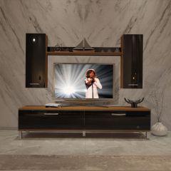 Decoraktiv Eko 7 Slm Std Krom Ayaklı Tv Ünitesi Tv Sehpası Ceviz - Siyah