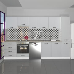 Decoraktiv Elite 325Q Ankastre Fırın Modüllü MDF Hazır Mutfak Dolabı Buz Gri