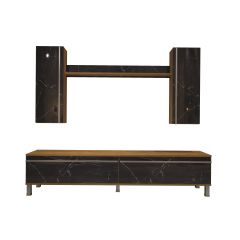 Decoraktiv Eko 7 Mdf Std Krom Ayaklı Tv Ünitesi Tv Sehpası Pera - Siyah Mermer