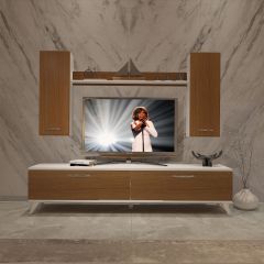 Decoraktiv Eko 7 Slm Std Retro Tv Ünitesi Tv Sehpası Beyaz - Ceviz