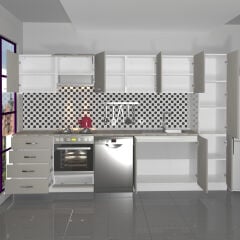Decoraktiv Elite 325Q Ankastre Fırın Modüllü MDF Hazır Mutfak Dolabı Kumtaşı