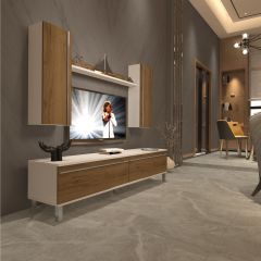 Decoraktiv Eko 7 Mdf Std Krom Ayaklı Tv Ünitesi Tv Sehpası Beyaz - Pera
