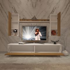 Decoraktiv Eko 7 Mdf Std Krom Ayaklı Tv Ünitesi Tv Sehpası Beyaz - Pera