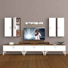 Decoraktiv Ekoflex 8D Mdf Gold Tv Ünitesi Tv Sehpası Ceviz - Beyaz