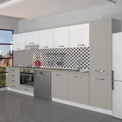 Decoraktiv Elite 325Q Ankastre Fırın Modüllü MDF Hazır Mutfak Dolabı Kumtaşı - Beyaz