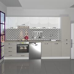 Decoraktiv Elite 325Q Ankastre Fırın Modüllü MDF Hazır Mutfak Dolabı Kumtaşı - Beyaz
