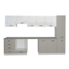 Decoraktiv Elite 325Q Ankastre Fırın Modüllü MDF Hazır Mutfak Dolabı Kumtaşı - Beyaz