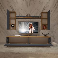 Decoraktiv Eko 7 Mdf Std Krom Ayaklı Tv Ünitesi Tv Sehpası Pera - Antrasit