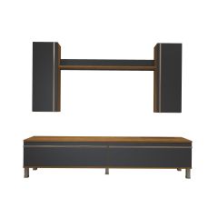 Decoraktiv Eko 7 Mdf Std Krom Ayaklı Tv Ünitesi Tv Sehpası Pera - Antrasit
