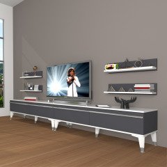 Decoraktiv Eko 360R Mdf Silver Tv Ünitesi Tv Sehpası Beyaz - Antrasit
