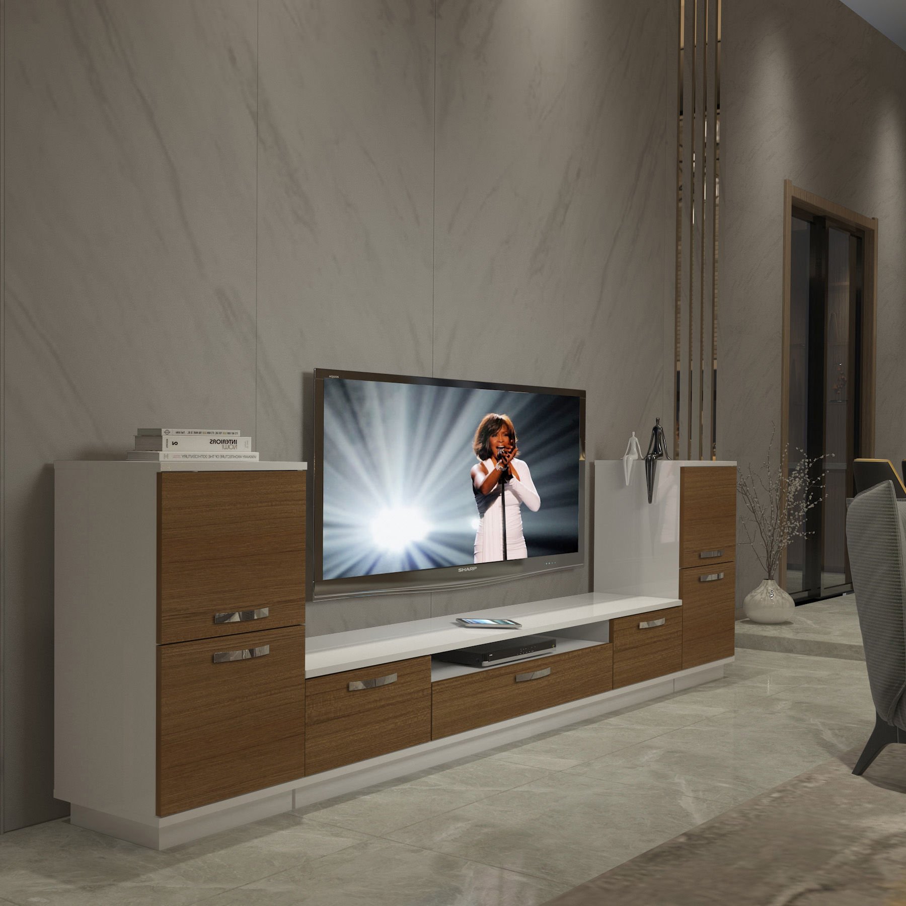 Decoraktiv Trendstyle On2 Mdf Tv Ünitesi Tv Sehpası Beyaz - Ceviz