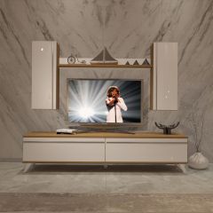 Decoraktiv Eko 7 Mdf Std Retro Tv Ünitesi Tv Sehpası Pera - Beyaz
