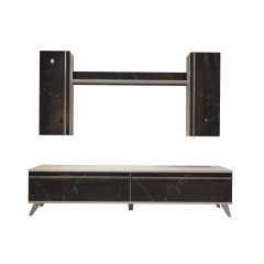 Decoraktiv Eko 7 Mdf Std Retro Tv Ünitesi Tv Sehpası Beyaz - Siyah Mermer