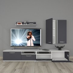 Decoraktiv Eko 5220D Mdf Tv Ünitesi Tv Sehpası Beyaz - Antrasit