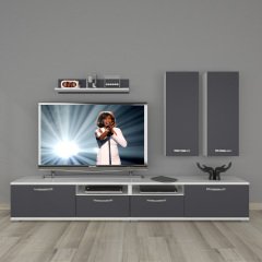 Decoraktiv Eko 5220D Mdf Tv Ünitesi Tv Sehpası Beyaz - Antrasit