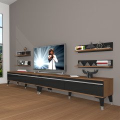 Decoraktiv Eko 360R Mdf Silver Tv Ünitesi Tv Sehpası Ceviz - Siyah