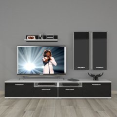 Decoraktiv Eko 5220D Mdf Tv Ünitesi Tv Sehpası Beyaz - Siyah