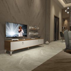 Decoraktiv Eko 4 Mdf Std Gold Tv Ünitesi Tv Sehpası Ceviz - Beyaz