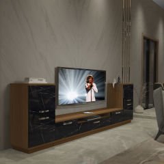 Decoraktiv Trendstyle On2 Mdf Tv Ünitesi Tv Sehpası Ceviz - Siyah Mermer