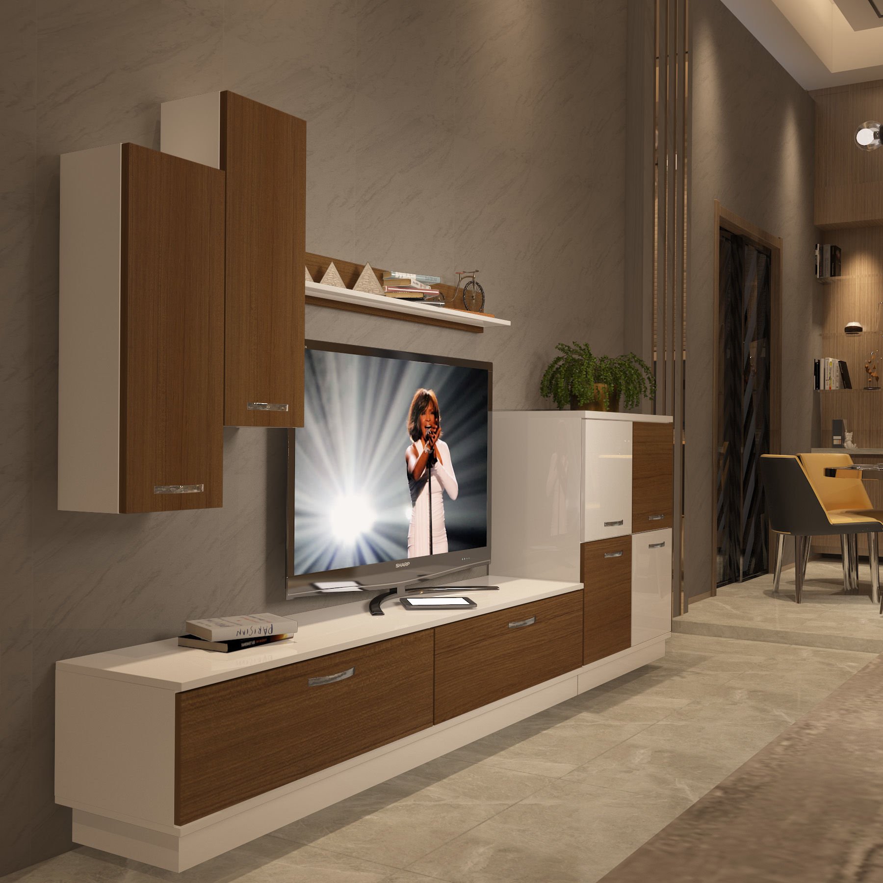 Decoraktiv Eko 6B Slm Dvd Tv Ünitesi Tv Sehpası Beyaz - Ceviz