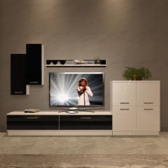 Decoraktiv Eko 6B Slm Dvd Tv Ünitesi Tv Sehpası Beyaz - Siyah