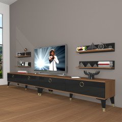 Decoraktiv Eko 360R Mdf Gold Tv Ünitesi Tv Sehpası Ceviz - Siyah