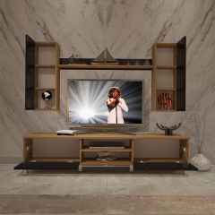 Decoraktiv Eko 7 Mdf Dvd Krom Ayaklı Tv Ünitesi Tv Sehpası Pera - Siyah