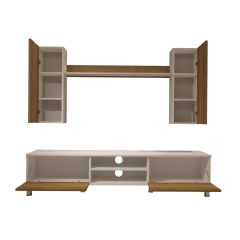 Decoraktiv Eko 7 Mdf Dvd Krom Ayaklı Tv Ünitesi Tv Sehpası Beyaz - Pera