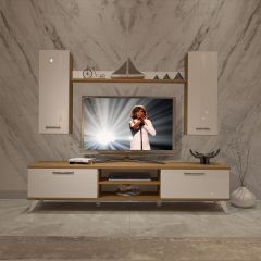 Decoraktiv Eko 7 Mdf Dvd Retro Tv Ünitesi Tv Sehpası Pera - Beyaz