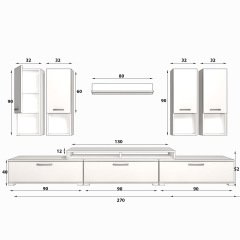 Decoraktiv Ekoflex 8DA Mdf Tv Ünitesi Tv Sehpası Parlak Beyaz