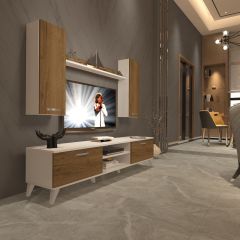 Decoraktiv Eko 7 Mdf Dvd Retro Tv Ünitesi Tv Sehpası Beyaz - Pera