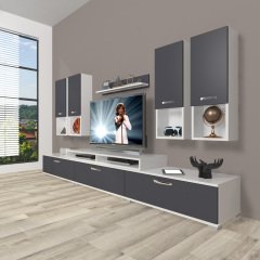 Decoraktiv Ekoflex 8DA Mdf Tv Ünitesi Tv Sehpası Beyaz - Antrasit