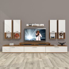 Decoraktiv Ekoflex 8DA Mdf Tv Ünitesi Tv Sehpası Ceviz - Beyaz