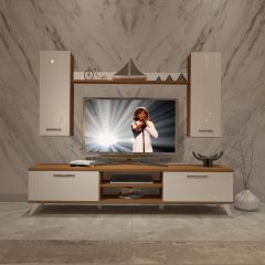 Decoraktiv Eko 7 Slm Dvd Retro Tv Ünitesi Tv Sehpası Ceviz - Beyaz