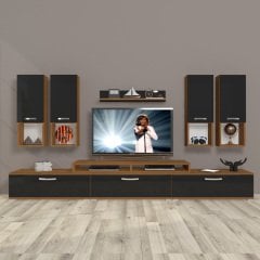 Decoraktiv Ekoflex 8DA Mdf Tv Ünitesi Tv Sehpası Ceviz - Siyah