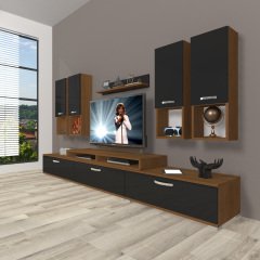Decoraktiv Ekoflex 8DA Mdf Tv Ünitesi Tv Sehpası Ceviz - Siyah